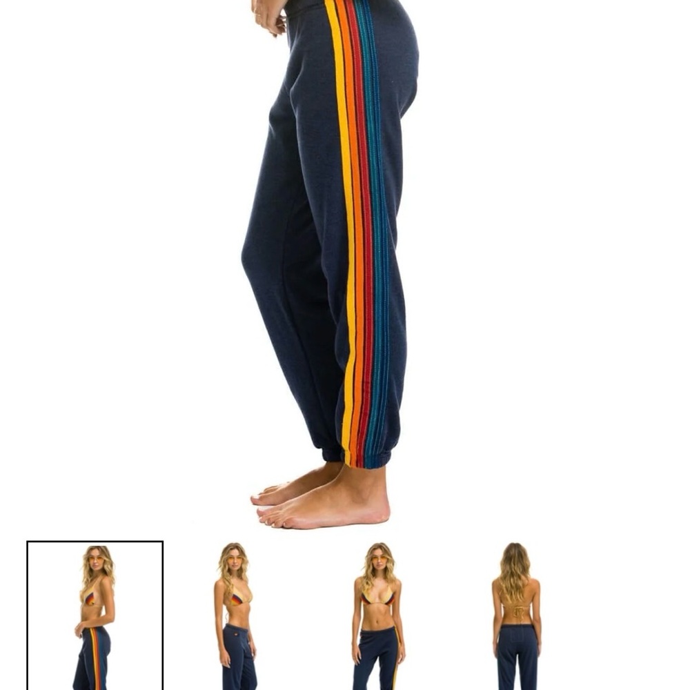 Aviator Nation Navy Sweatpants with Colorful Stripes